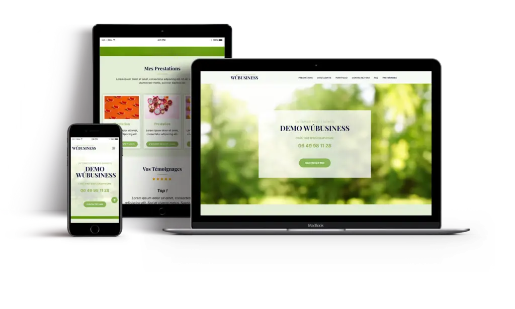 WuBusiness illustration Mockup de démonstration responsive